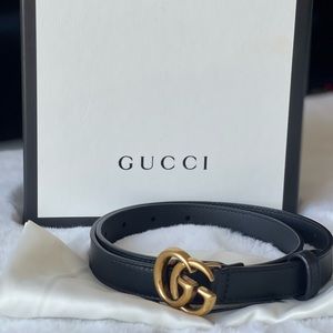 Authentic Gucci GG Marmont Thin Leather Belt